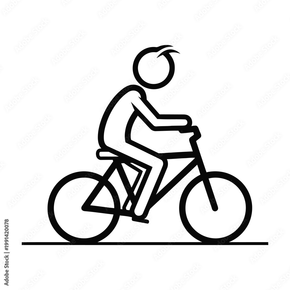 Obraz premium Man riding bicycle, cycling outdoors recreational activity