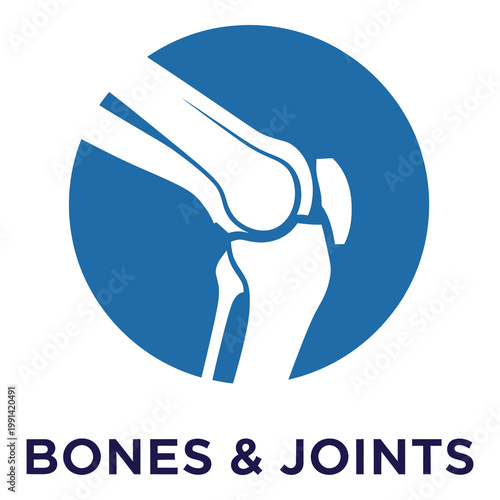 Tableau sur toile Blue knee joint bones and joints anatomy human body illustration icon