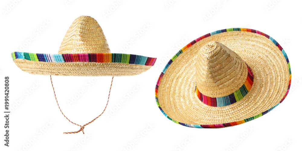 Fototapeta premium Sombrero with colorful band for Cinco De Mayo fiesta, PNG