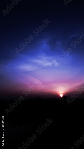 Blue Dawn Sunrise Nature Illustration