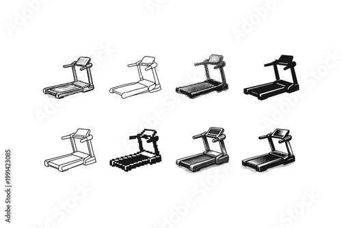 Collection of treadmills in various artistic styles and resolutions for fitness and exercise