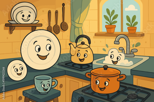 Talking Kitchenware Chaos. Whimsical kitchen moments (talking dishes)