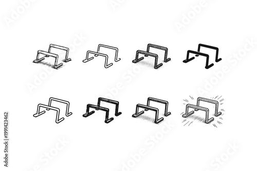 Collection of hand-drawn parallel bars for fitness and exercise routines