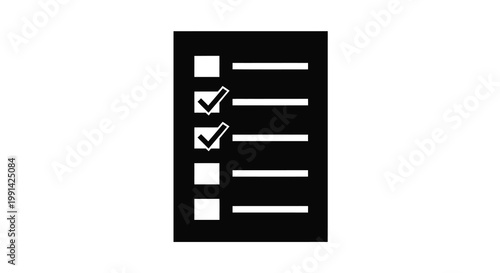 A black checklist with two checked boxes against a dark background silhouette