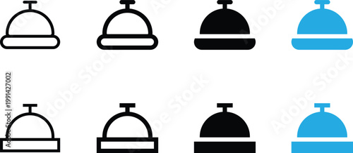 Set of service bell icons, hotel reception desk bell, vector illustration