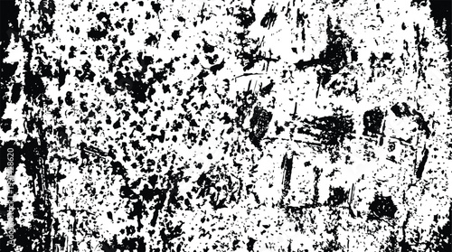 Black grunge texture overlay with heavy distress and spray paint effect on transparent background.