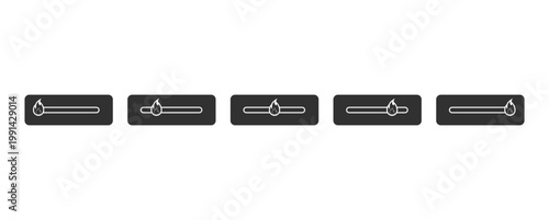 Set of five flame intensity sliders with different levels of heat
