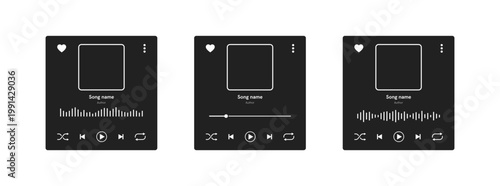 Minimalist dark UI design for music player interfaces with playback controls