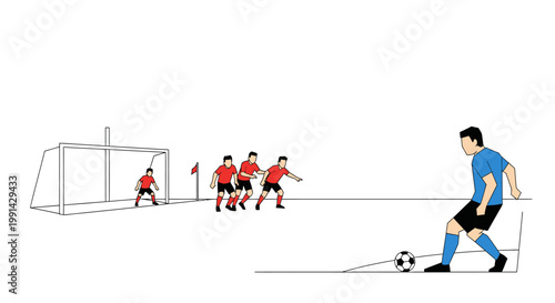 Man Kicking Soccer Ball In Game.