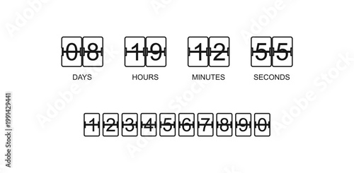 Flip clock display showing days, hours, minutes, and seconds countdown