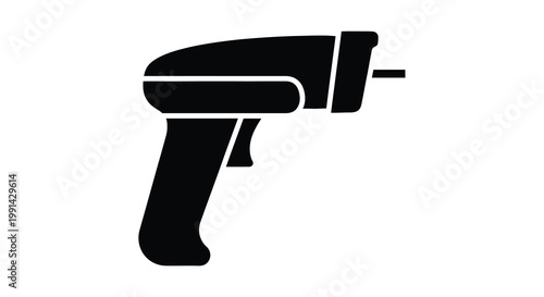 A black silhouette of a power drill clearly showing its functional design silhouette