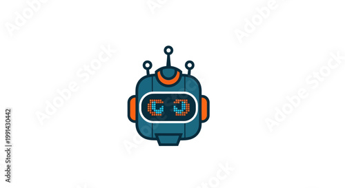 A cartoon robot head with antennae.