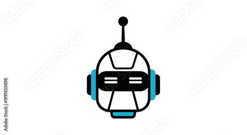 Robot Head with Antennae and Glasses.