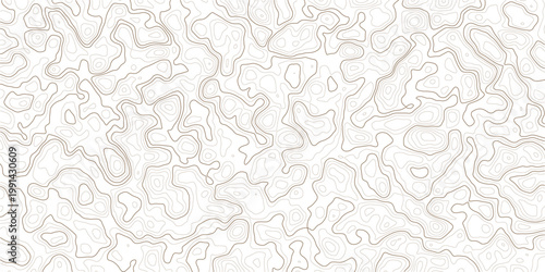 Topographic map design with wavy lines and contours on white background