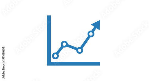 Blue graph with rising arrow trend.