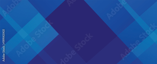 A vibrant abstract artwork featuring geometric shapes in various shades of blue on a white background