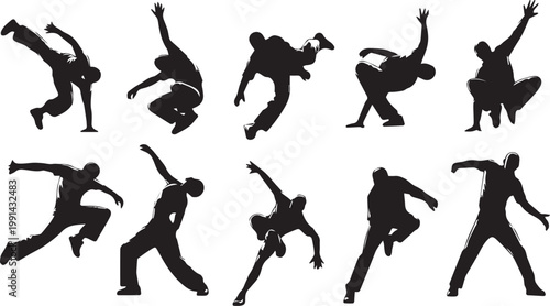 silhouettes of dancing people