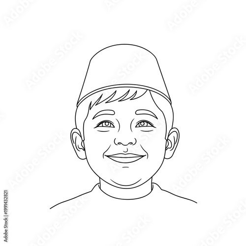 Smiling young boy wearing a hat.