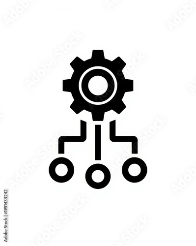 Gear icon with circuit board design isolated on white background