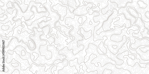 Topographic map illustration with wavy lines and contours on white