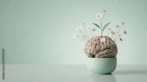 Growth of Ideas: An image depicting a brain sprouting daisies from the top, symbolizing the blossoming of thoughts and the growth of ideas.