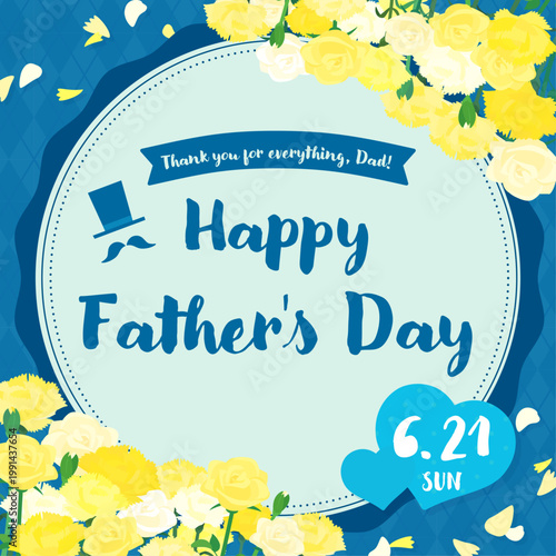 カーネーションと薔薇の父の日テンプレート2_正方形