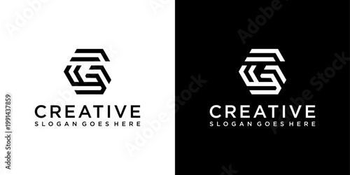 G or GG initial letter logo design vector