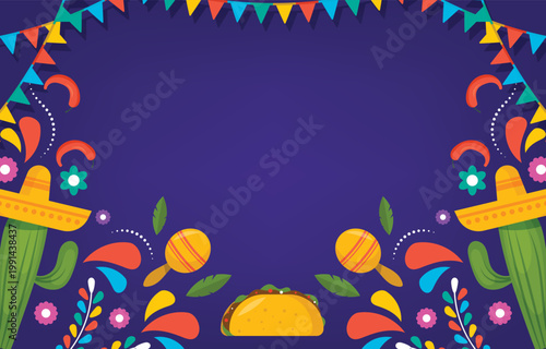 Festive cinco de mayo background with traditional mexican elements and colorful designs