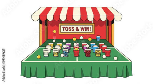 Carnival Game Toss & Win: Balls and Cups Midway Attraction