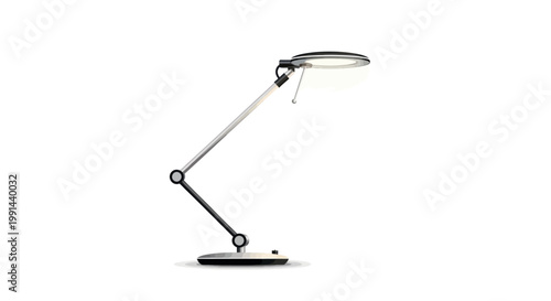 Modern LED Desk Lamp with Adjustable Arm and Ring Light, White Background