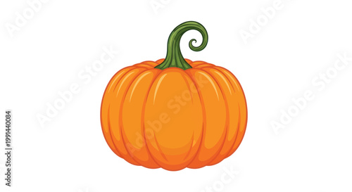 Orange Pumpkin with Green Curly Stem