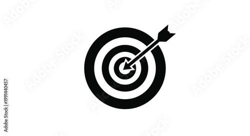 A black target with an arrow hitting the bullseye a striking silhouette