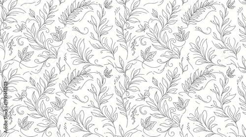 Monochrome fern frond seamless pattern for design and textile projects.