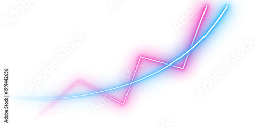 Fotografija neon gradient growth line chart png transparent background, colorful wave line g