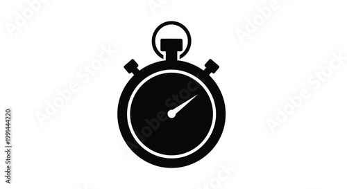 Simple black stopwatch icon displaying nine seconds a timeless design silhouette