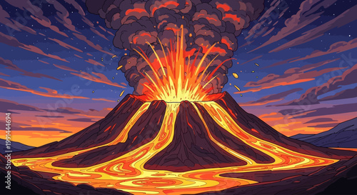 Volcano Eruption Icon Sheet, Vector Icon Sheet, Vector Sheet, Icons for Disaster and Nature Themes