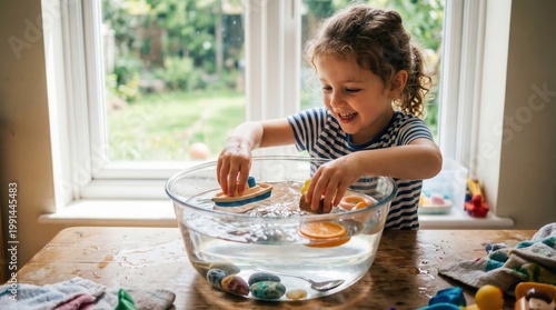 Child playing with colorful toys indoors.