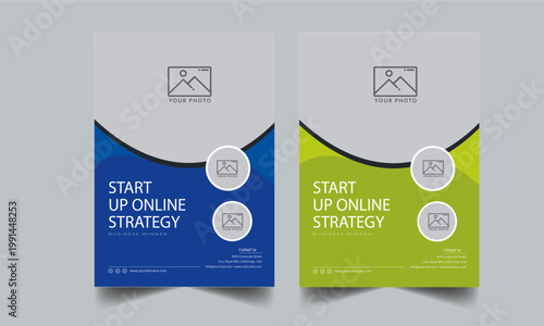 Business Promotional flyer design template with 2 color concept layout	