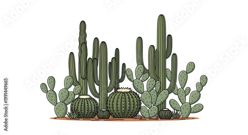 Variety of Cactus Plants Together.