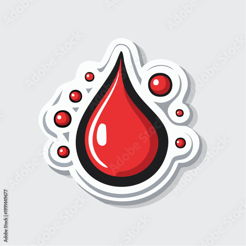 Red blood drop icon with smaller droplets