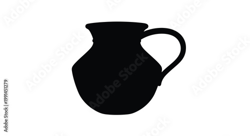 Simple black silhouette of a ceramic pitcher with a curved handle