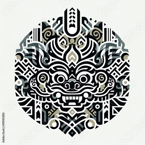 Luxury Minimalist Osing Barong Gajah Oling Vector