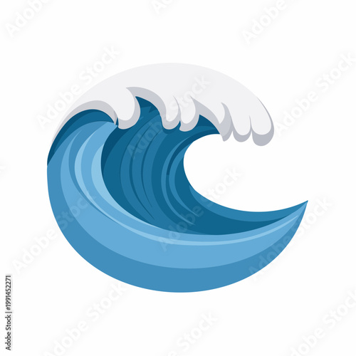 Stylized Blue Wave with White Foam