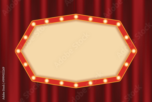 retro-themed display box. Billboard poster name box with light frame