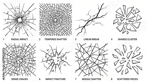 broken glass textures vector set.