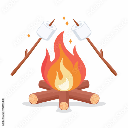 Campfire with marshmallows on sticks