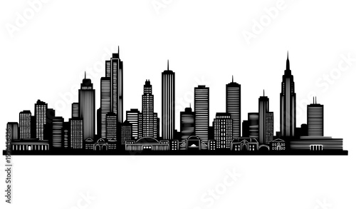 Urban black silhouette city skyline panoramic skyscraper vector design