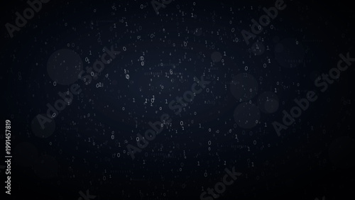 White Digital Particle Dust with Binary Bits for Abstract Space Technology Concept