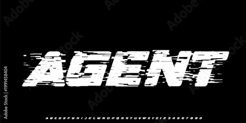 Agentn. Motion font, bold speed-line alphabet, dynamic fast letters, racing sport typeface for arcade logo, sharp headline, modern drive typography, velocity trail typographic design. Vector typeset.	