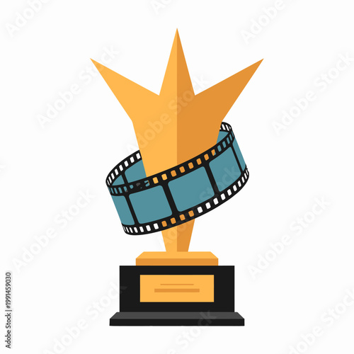 Golden Award Trophy Film Festival Winner Celebration Illustration